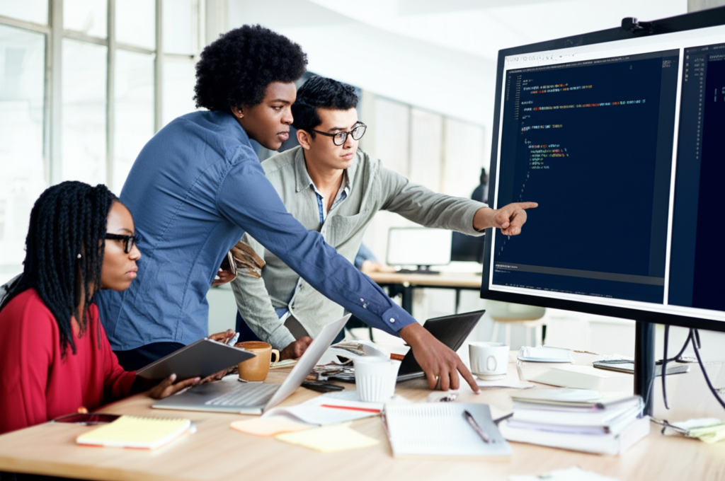 Developers working on code